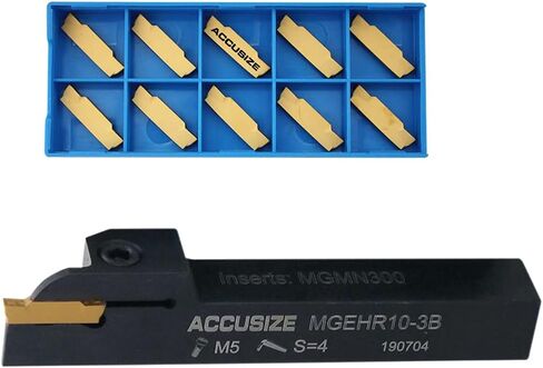 Accusize Industrial Tools 5/8'' x 5/8" Cut-Off Holder, Parting Tool, Mgehr10-3b of 2387-2005 with 10 Carbide Inserts for Cutting Steel 2387-0005ins in Saudi Arabia