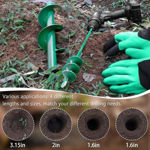 جيموش 4 قطع مثقاب مثقاب مثقاب أوجر 1.6 × 9 بوصة ، 1.6 × 18 بوصة ، 2 × 14.5 بوصة ، و 3 × 12 بوصة - حديقة بوست هول حفر لأداة زراع المصباح، ل 3/8 بوصة سداسية محرك in Kuwait