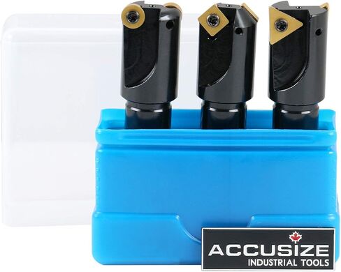 مجموعة مطحنة نهاية هوجر الصغيرة من 3 قطع من Accusize Industrial Tools، 45 درجة، 90 درجة ومطحنة 3/16r مع ساق 3/4 بوصة، رأس 1 بوصة، 0046-0700 in Saudi Arabia