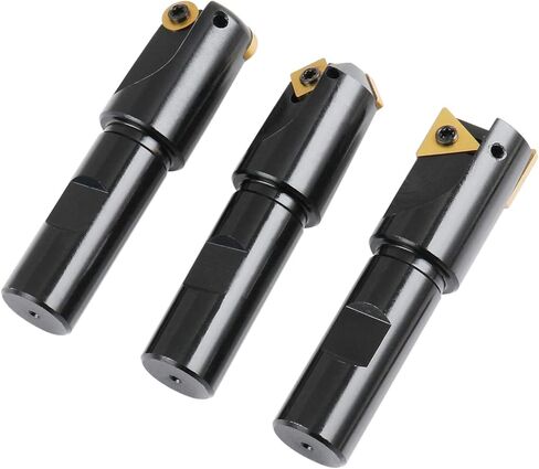 مجموعة مطحنة نهاية هوجر الصغيرة من 3 قطع من Accusize Industrial Tools، 45 درجة، 90 درجة ومطحنة 3/16r مع ساق 3/4 بوصة، رأس 1 بوصة، 0046-0700 in Saudi Arabia