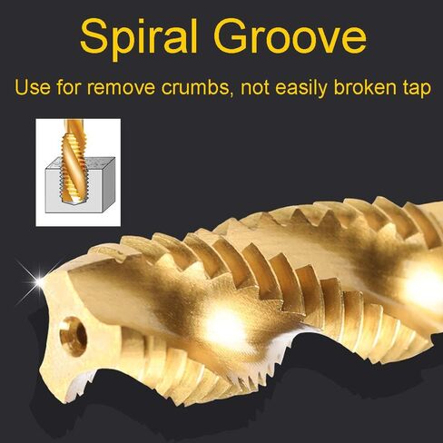 Rocaris 9 Pack of M2 M2.5 M3 M4 M5 M6 M8 M10 M12 Titanium Coated HSS Spiral Flute Metric Taps Set in Kuwait