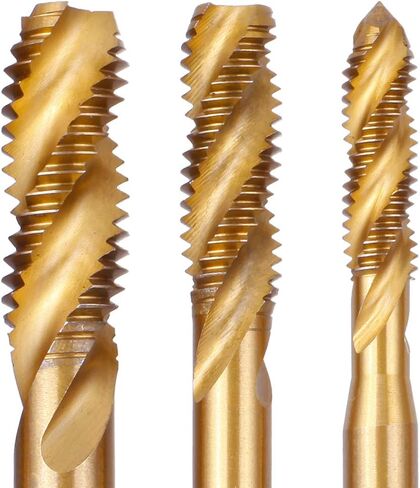 Rocaris 9 Pack of M2 M2.5 M3 M4 M5 M6 M8 M10 M12 Titanium Coated HSS Spiral Flute Metric Taps Set in Kuwait