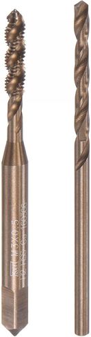 uxcell M3 x 0.5 صنبور فلوت حلزوني ومجموعة رؤوس مثقاب ملفوفة 2.5 مم، متري M35 كوبالت عالي السرعة من الصلب أداة صنبور لولبية من الفولاذ المقاوم للصدأ in Kuwait