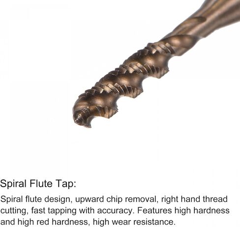 uxcell M3 x 0.5 صنبور فلوت حلزوني ومجموعة رؤوس مثقاب ملفوفة 2.5 مم، متري M35 كوبالت عالي السرعة من الصلب أداة صنبور لولبية من الفولاذ المقاوم للصدأ in Kuwait