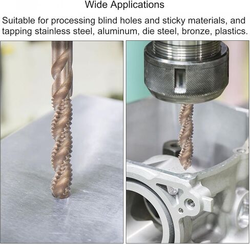 uxcell M3 x 0.5 صنبور فلوت حلزوني ومجموعة رؤوس مثقاب ملفوفة 2.5 مم، متري M35 كوبالت عالي السرعة من الصلب أداة صنبور لولبية من الفولاذ المقاوم للصدأ in Kuwait