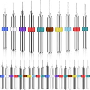 Shank Tungsten Carbide Micro Drill Bits Set, Tungsten Steel PCB Print Circuit Board Flute CNC Router Bits for Rough Stone Print Circuit Board Jewelry Engraving (30 Pcs,1.1-2.0 mm)