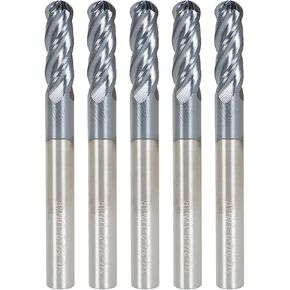 kimllier 5Pcs Ball Nose Carbide End Mill 1/4 Inch 4 Flute, 30 Degree Helix Tialn Coated in Saudi Arabia