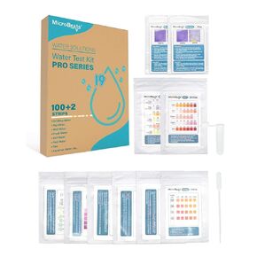 مجموعات اختبار المياه لمياه الشرب، مجموعة أدوات اختبار المياه MicroBeats PRO 19 في 1 من سلسلة MicroBeats PRO، جهاز اختبار جودة مياه الآبار في City Home Tap، 100 شريط + 2 اختبار لصلابة حديد الرصاص ودرجة الحموضة والفلورايد، والمزيد in Kuwait