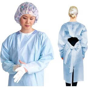 50 حزمة، أثواب عزل من المستوى 2، PP+PE، أزرق، مقاس واحد (OSFM)، فوق الرأس (OTH)، ربطة خصر، حلقات إبهام، ظهر مفتوح، مقاوم للسوائل، بولي بروبيلين غير منسوج مع طلاء بولي إيثيلين in Kuwait