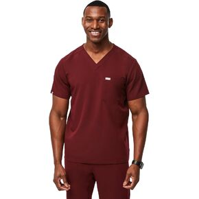 FIGS Leon Scrub Top for Men – 3 Pockets, Tailored Fit, Modern V-Neck, 4-Way Stretch, Moisture-Wicking Men's Scrubs