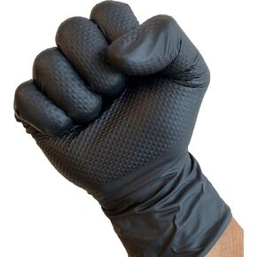 قفازات KingSeal UltraBlack PRO-3D Nitrile Exam، 8 مل، قبضة ذات نسيج ماسي، أحجام وحزم مختلفة (100 قطعة) in Kuwait