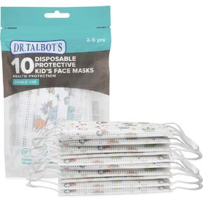 Dr. Talbot's Disposable Protective Face Masks for Boys 2-5 Years - 10-Count - Disposable 3-Layer Single Use Face Masks with Easy-Bend Nose Clip and Soft Ear Loops in Kuwait
