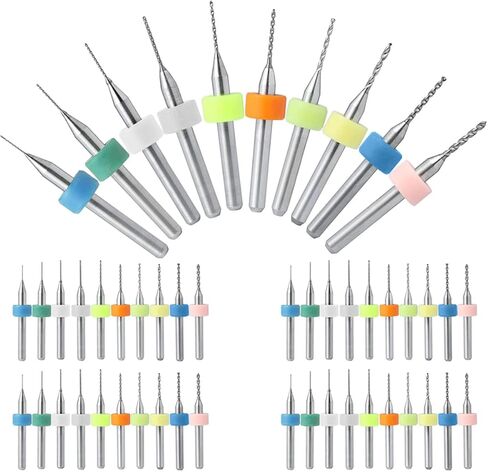 DKARDU PCB لقم الثقب 0.1-1.0 مم صغيرة من الكربيد الحلزوني الناي كربيد أداة النقش الدوارة للوحة دوائر PCB والمجوهرات CNC النقش بالطاقة، 40 قطعة in Kuwait