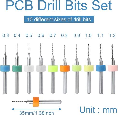 DKARDU PCB لقم الثقب 0.1-1.0 مم صغيرة من الكربيد الحلزوني الناي كربيد أداة النقش الدوارة للوحة دوائر PCB والمجوهرات CNC النقش بالطاقة، 40 قطعة in Kuwait