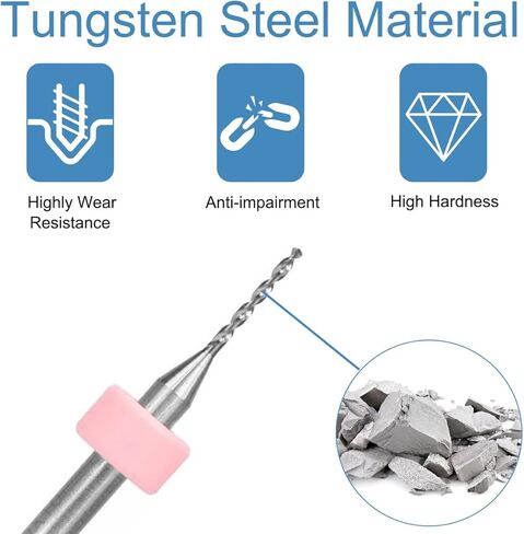 DKARDU PCB لقم الثقب 0.1-1.0 مم صغيرة من الكربيد الحلزوني الناي كربيد أداة النقش الدوارة للوحة دوائر PCB والمجوهرات CNC النقش بالطاقة، 40 قطعة in Kuwait