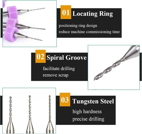 TA-VIGOR Micro Drill Bit -10pcs 0.3mm PCB Drill Bits with 1/8 Inch Shank Tungsten Carbide Rotary Tool for Print Circuit Board/Stone/CNC Engraving in Kuwait