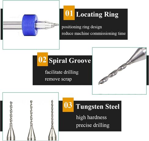 TA-VIGOR Micro Drill Bit -10pcs 0.7mm PCB Drill Bits with 1/8 Inch Shank Tungsten Carbide Rotary Tool for Print Circuit Board/Stone/CNC Engraving in Kuwait