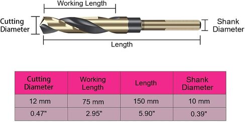 13.5mm Reduced Shank Twist Drill Bit, HSS, 10mm Shank, 3-Flats | Drilling Bits for Home Improvment DIY, Metal, Wood, Plastic in Kuwait