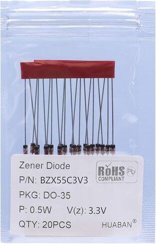 34Value x 20PCS 0.5W DO35 Zener Diode 2.0V 2.2V 2.4V 2.7V 3.0V 3.3V 3.6V 3.9V 4.3V 4.7V 5.1V 5.6V 6.2V 6.8V 7.5V 8.2V 9.1V 10V 11V 12V 13V 15V 16V 18V 20V 22V 24V 27V 30V 33V 36V 39V 43V 47V in Kuwait