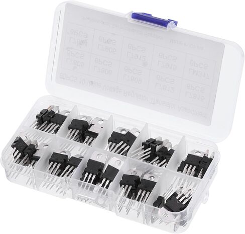 مجموعة متنوعة من ترانزستور الطاقة PATIKIL PNP NPN، 60 قطعة 6 أنواع من المكونات الإلكترونية لتطبيقات التبديل للأغراض العامة in Kuwait