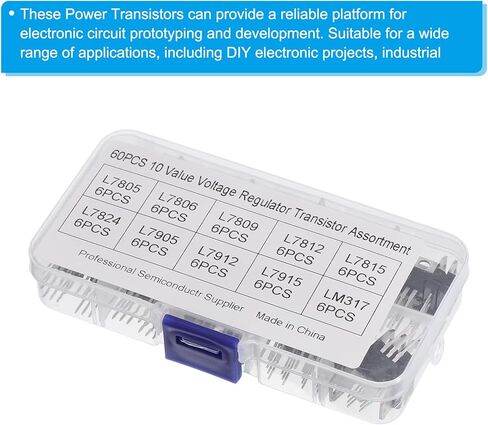 مجموعة متنوعة من ترانزستور الطاقة PATIKIL PNP NPN، 60 قطعة 6 أنواع من المكونات الإلكترونية لتطبيقات التبديل للأغراض العامة in Kuwait