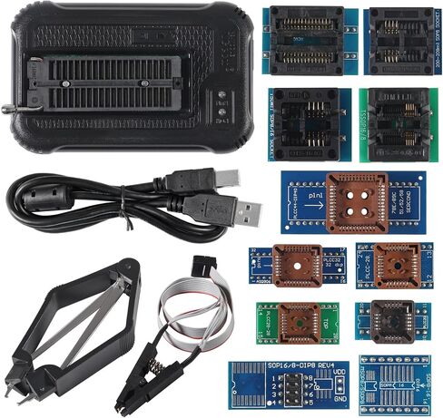مبرمج T48 TL866-3G يدعم 31000+ ICS لـ EPROM/MCU/SPI/Nor/NAND Flash/EMMC/IC Tester/ TL866CS TL866II Plus مع 9 محولات (مضيف مبرمج T48 + 9 محول) in Kuwait