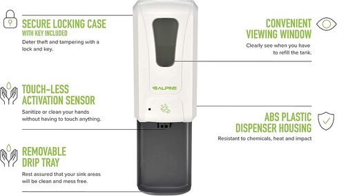 Alpine Automatic Hand Sanitizer Dispenser - Touchless Soap Dispenser for Restaurant, Hospital, School, Hotel, Kitchen and Bathroom -1200mL Foam White in Kuwait