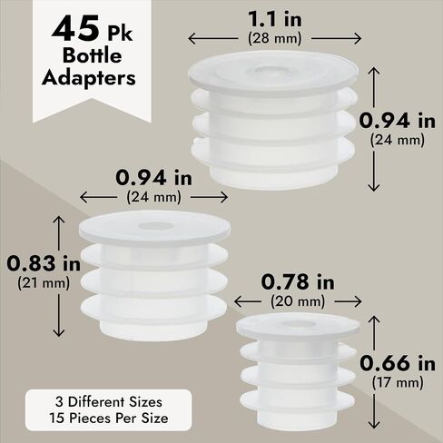 45 Pack Press In Medicine Bottle Adapter for Syringe, 3 Sized Medical Dosing Adaptor for Oral Dispensers, Liquid Medication in Saudi Arabia
