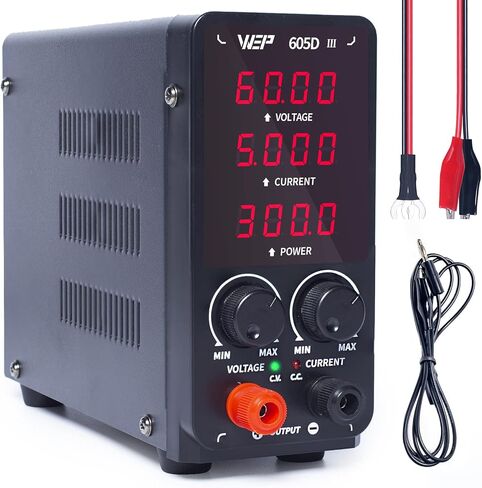 WEP 605D-III تيار مستمر مصدر طاقة متغير 60.00 فولت 5.000 أمبير مصدر طاقة عالي الدقة لمختبر البدلاء مع مشابك التمساح لمجموعة أنودة، طلاء كهربائي، اردوينو، لوحة التجارب in Kuwait