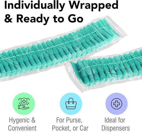 شبكة شعر منتفخة لخدمة الطعام، 100 عبوة من شبكة شعر منتفخة ملفوفة بشكل فردي للنساء والرجال - قبعة جراحية للممرضات، غطاء رأس واقٍ in Kuwait