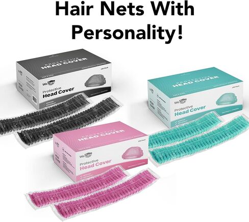 شبكة شعر منتفخة لخدمة الطعام، 100 عبوة من شبكة شعر منتفخة ملفوفة بشكل فردي للنساء والرجال - قبعة جراحية للممرضات، غطاء رأس واقٍ in Kuwait