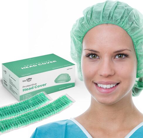 شبكة شعر منتفخة لخدمة الطعام، 100 عبوة من شبكة شعر منتفخة ملفوفة بشكل فردي للنساء والرجال - قبعة جراحية للممرضات، غطاء رأس واقٍ in Kuwait
