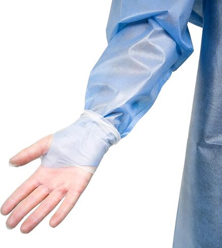 50 حزمة، أثواب عزل من المستوى 2، PP+PE، أزرق، مقاس واحد (OSFM)، فوق الرأس (OTH)، ربطة خصر، حلقات إبهام، ظهر مفتوح، مقاوم للسوائل، بولي بروبيلين غير منسوج مع طلاء بولي إيثيلين in Kuwait