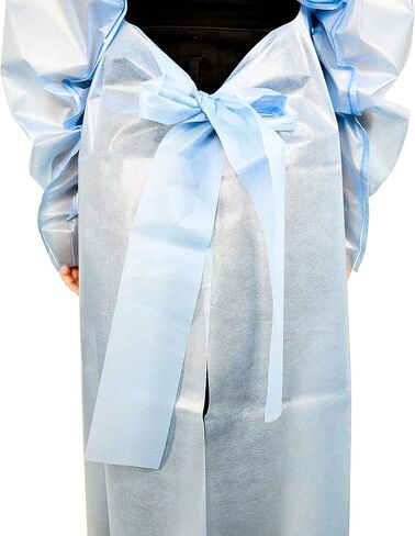 50 حزمة، أثواب عزل من المستوى 2، PP+PE، أزرق، مقاس واحد (OSFM)، فوق الرأس (OTH)، ربطة خصر، حلقات إبهام، ظهر مفتوح، مقاوم للسوائل، بولي بروبيلين غير منسوج مع طلاء بولي إيثيلين in Kuwait