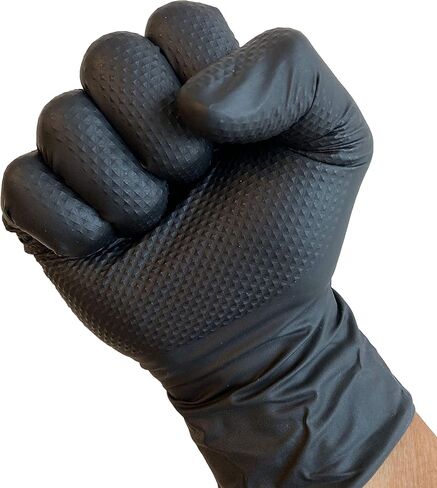 قفازات KingSeal UltraBlack PRO-3D Nitrile Exam، 8 مل، قبضة ذات نسيج ماسي، أحجام وحزم مختلفة (100 قطعة) in Kuwait