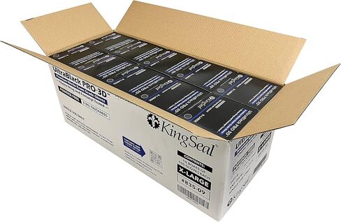 قفازات KingSeal UltraBlack PRO-3D Nitrile Exam، 8 مل، قبضة ذات نسيج ماسي، أحجام وحزم مختلفة (100 قطعة) in Kuwait