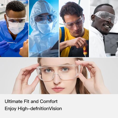 نظارات السلامة الطبية DNZPFU - نظارات واقية لراحة النظارات الزائدة - مثالية للممرضات، نظارات حماية العين للاستخدام في المختبر in Kuwait