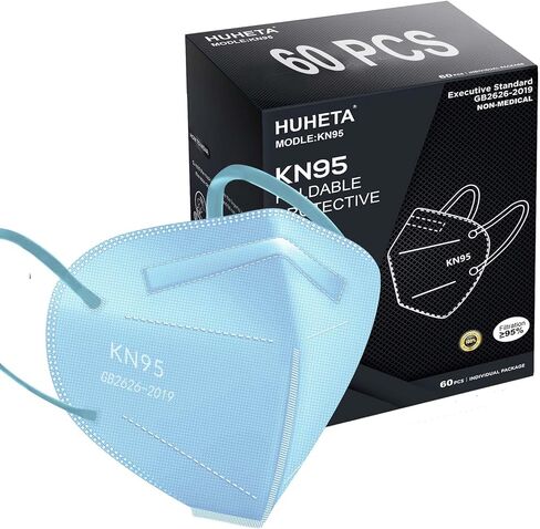 HUHETA KN95 Face Masks 100PCs, 5-Ply Breathable Protective KN95 Mask for Adults Individually Wrapped, Multicolor in Saudi Arabia