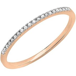 Dazzlingrock Collection Round White Diamond Stackable Wedding Band for Women (0.08 ctw, Color I-J, Clarity I1-I3) in Gold in Saudi Arabia