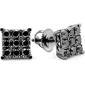 مجموعة Dazzlingrock 0.90 قيراط (ctw) أقراط مربعة الشكل عيار 18 قيراط، ذهب أبيض in Saudi Arabia