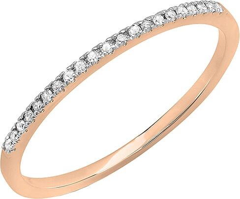 Dazzlingrock Collection Round White Diamond Stackable Wedding Band for Women (0.08 ctw, Color I-J, Clarity I1-I3) in Gold in Saudi Arabia