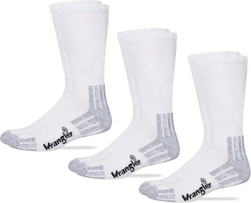 Wrangler Cotton Crew Socks, White, Lrg (M 9-13), 3 Pair in Saudi Arabia