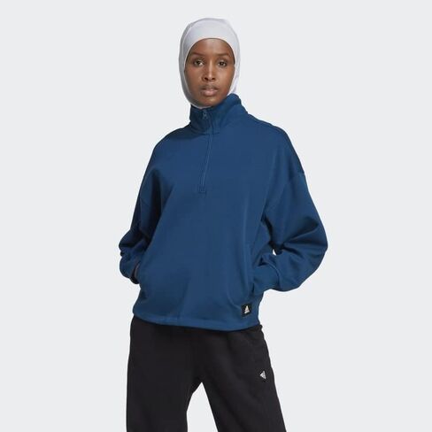 adidas Future Icons Badge of Sport Quarter-Zip Sweatshirt Women's in Saudi Arabia