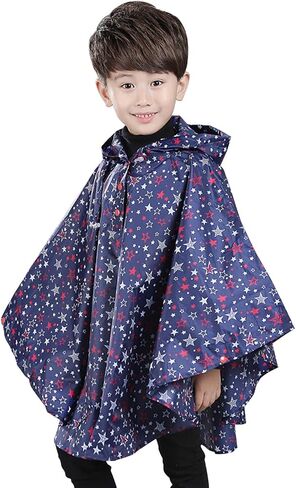 Kids Boys Girl Lightweight Waterproof Rain Jacket Coat Portable Poncho with Hood in Saudi Arabia