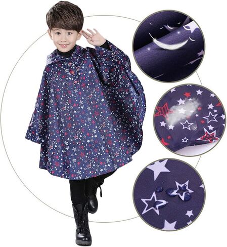 Kids Boys Girl Lightweight Waterproof Rain Jacket Coat Portable Poncho with Hood in Saudi Arabia
