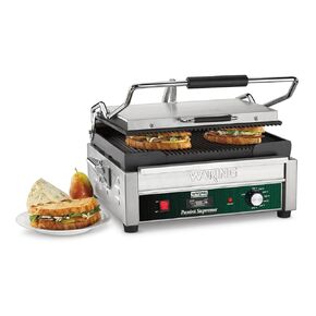 شواية بانيني مضلعة كبيرة من Waring Commercial WPG250T Panini Supremo، مع مؤقت للعد التنازلي لمدة 20 دقيقة، 120 فولت، 1800 واط، قابس 5-15 مرحلة، أخضر in Kuwait