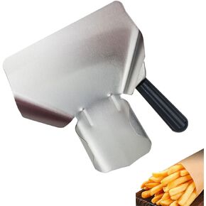 Stainless Steel Popcorn Scoop for Popcorn Machine, Commercial French Fry Bagger Scooper, Speed Scoop Shovel- for Potato Chips, Snacks, Ice, Dried Nuts, Popcorn Bar (Right Handle)