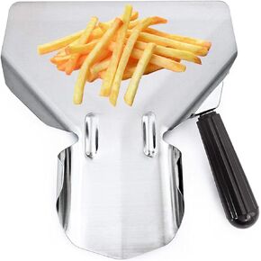 QJFCare Stainless Steel French Fry Bagger Scoop with Dual Handle, Chip Popcorn Bagger Ice Candy Snacks Desserts Scooper with Removable Dual Handle - Right and Left Handle