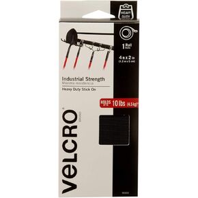 VELCRO Brand Heavy Duty Fasteners | 4x2 Inch Strips with Adhesive 8 Sets | Holds 10 lbs | Black Industrial Strength Stick On Tape | Indoor or Outdoor Use (VEL-30703-USA)