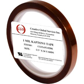 CGS, 5 Mil Dupont Kapton® Tape. High Temperature Heat Tape, UL 510 Flame Retardant, Clean Removal. 0.5" x 36 Yards in Saudi Arabia